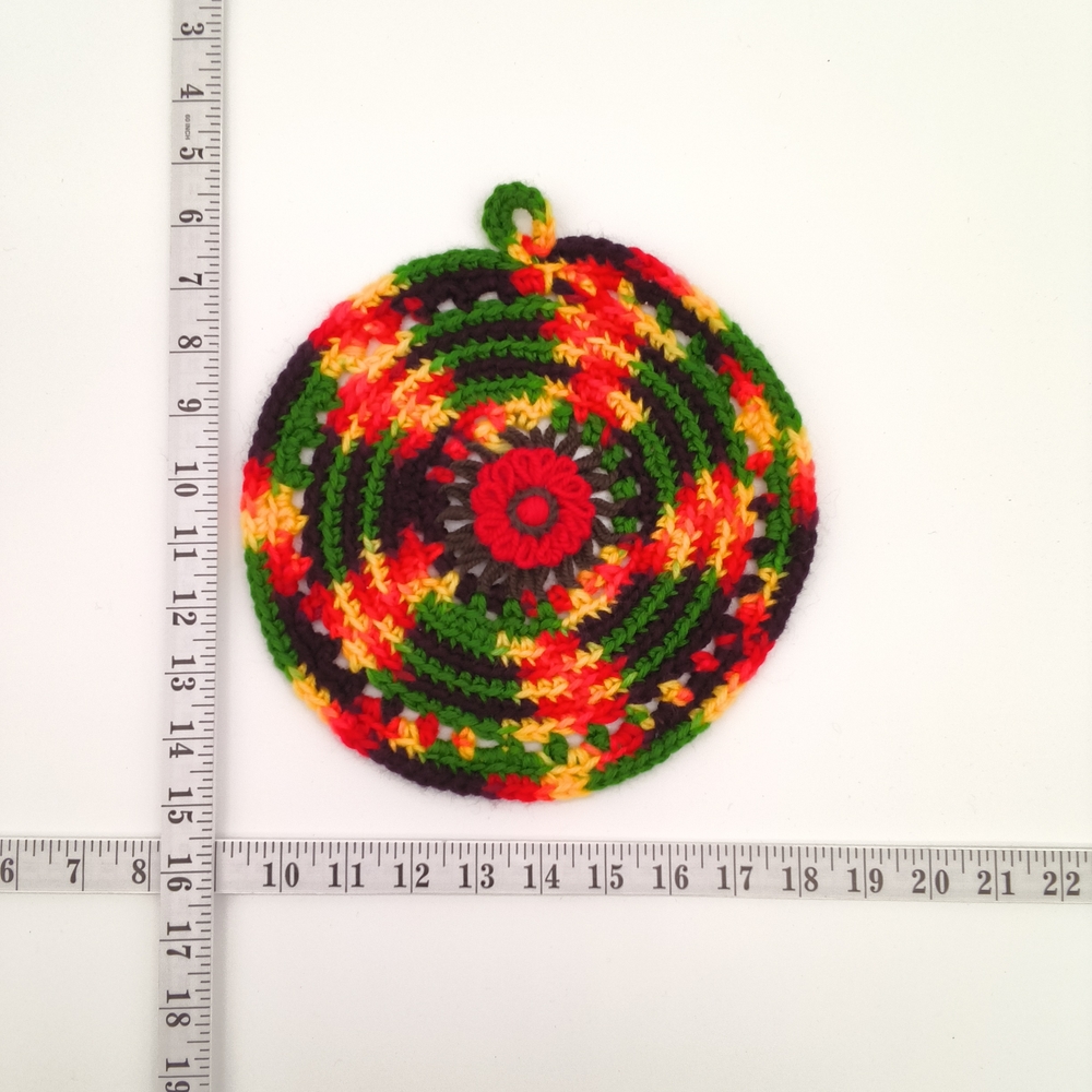 Vintage Style Crochet Potholders - Colorful Handmade Hot Pads, Set of 5 - Picture 4 of 9